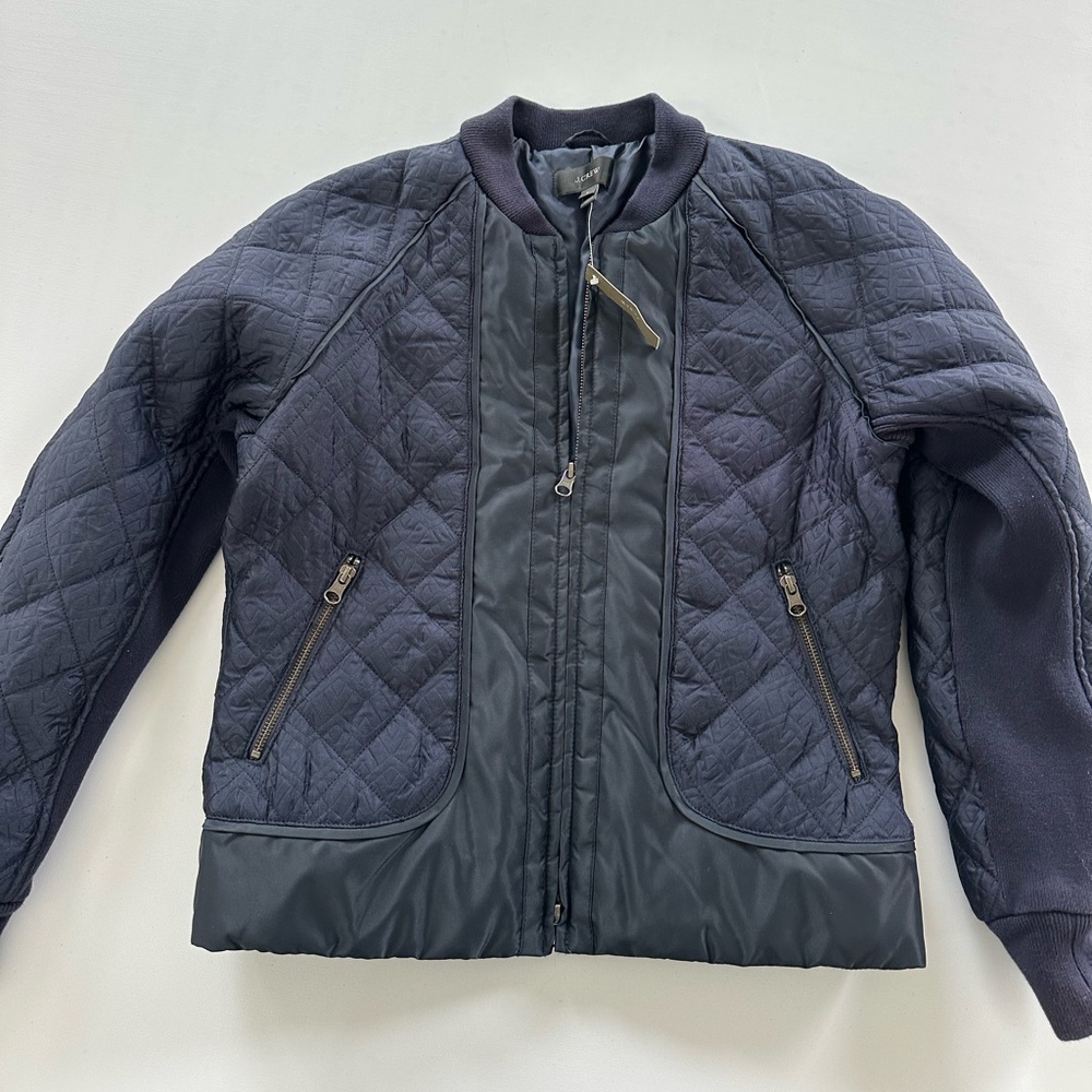 J. Crew Quilted Bomber Jacket - Dark Gray